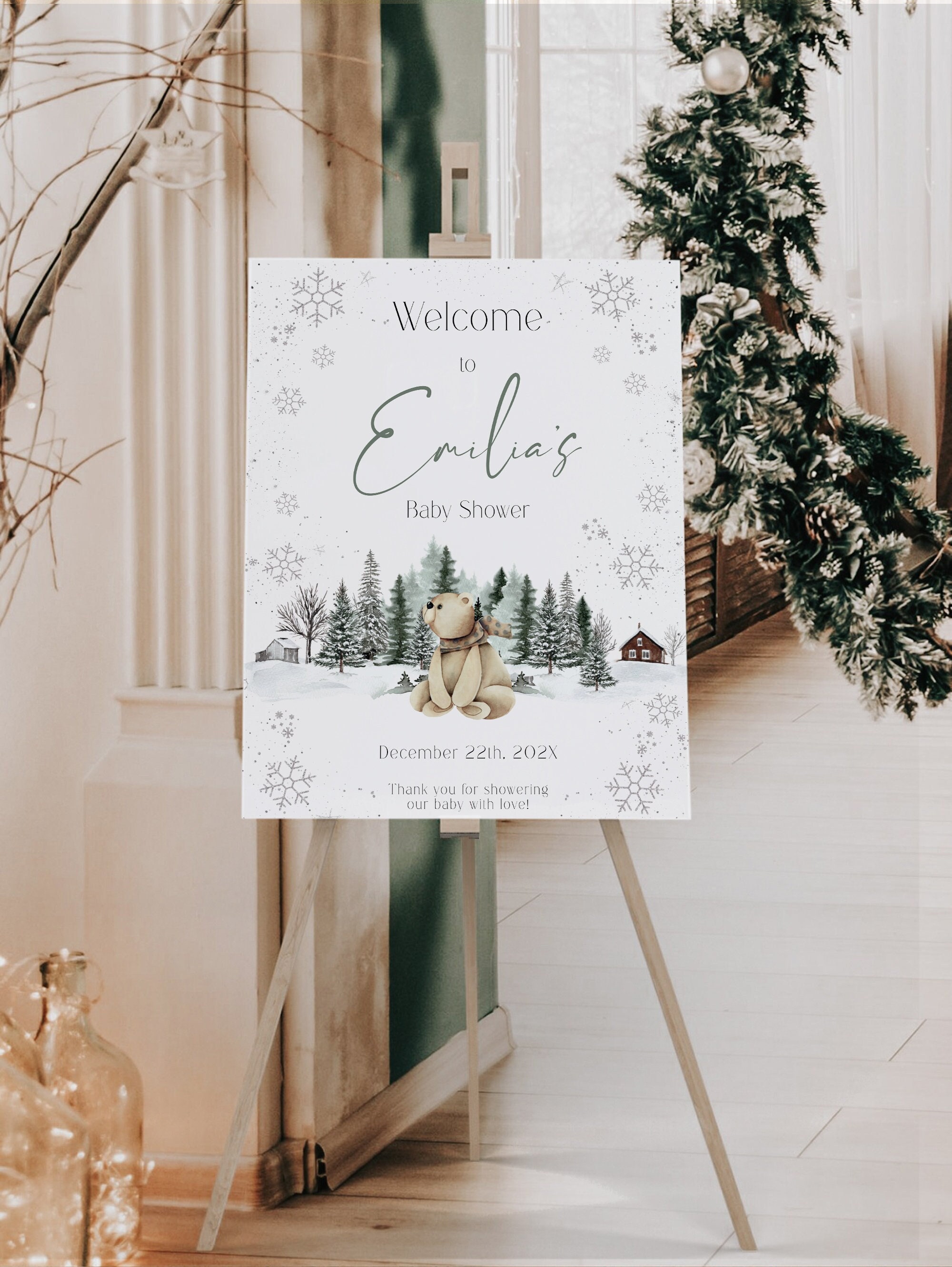 Winter Baby Shower Welcome Sign, Baby It's Cold Outside Gender Neutral ...