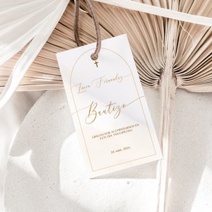Mi bautizo thank you tags spanish, gracias tags bautizo en espanol gift tag, boho baptism favor tag in spanish, etiquetas para bautizo -C152