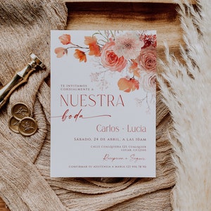 Invitaciones para boda digital espanol, bohemian spanish wedding invitations, nuestra boda spanish wedding invitaciones para imprimir -C242