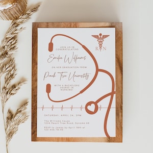 Editable nursing graduation modern invite, RN graduation party invitation card decor, registered nurse graduation announcement invite - C381 Bild 4