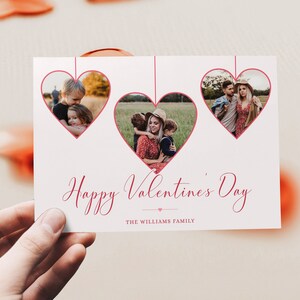 Printable photo valentines greeting card, editable valentines photo collage cards, happy valentine's day card, hearts photo greeting card