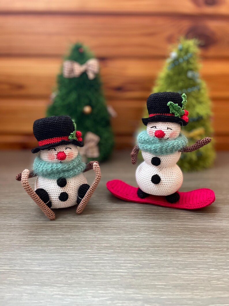 Set 2 Snowman, Crocheted Snowman Amigurumi, Christmas Snowman Handmade ...