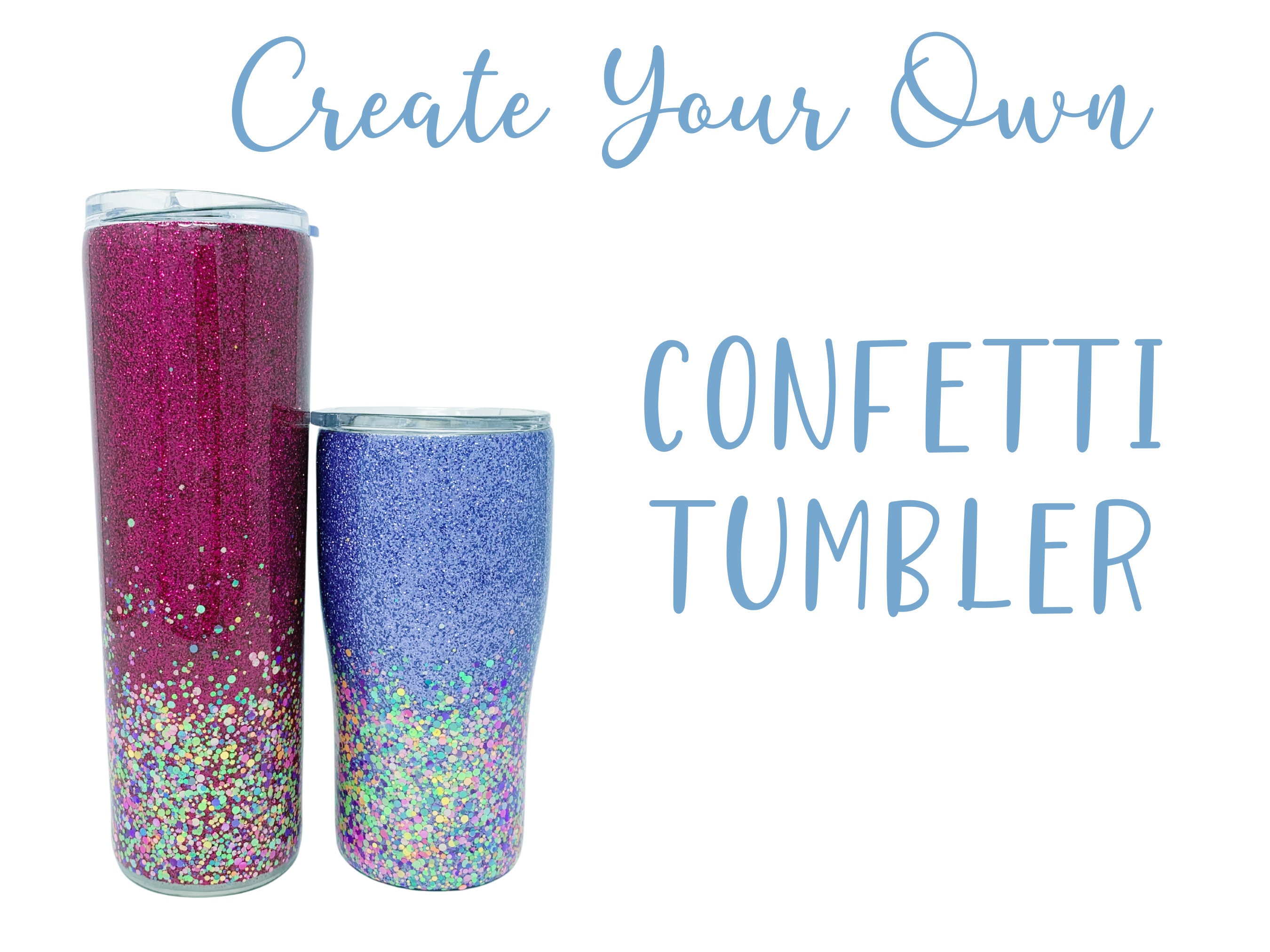 Sparkle Glitter Confetti Double Wall Tumbler with Straw, 12oz