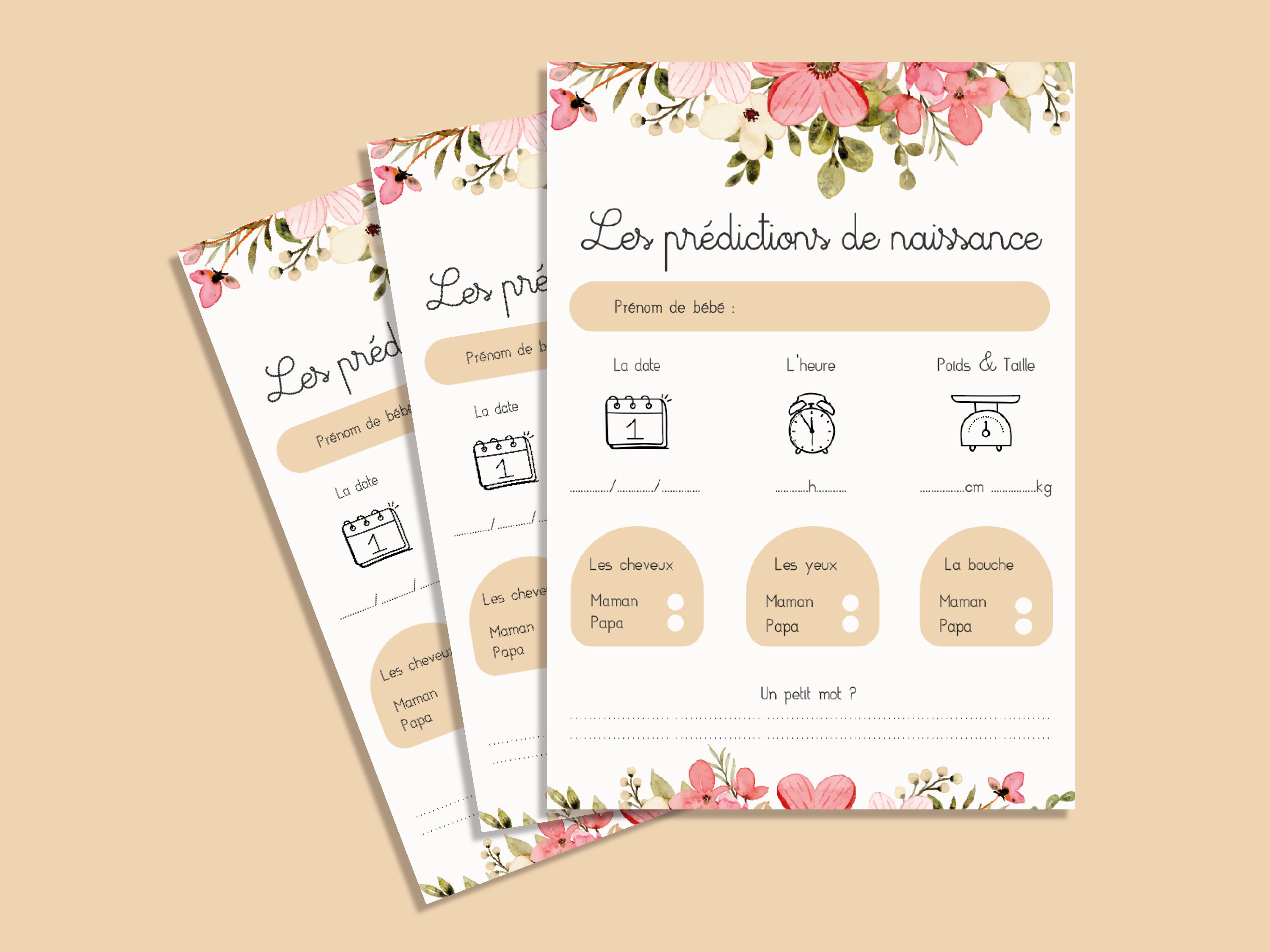 Carte pronostic baby shower carte prédiction Etsy France