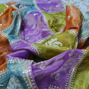 Multicolour Traditional Pakistani Dupatta/ White Dupatta/ Indian Dupatta/ Punjabi dress dupatta/ Wedding Veil/ chunni /for festival