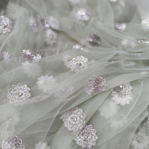 Pistachio and silver party wear dupatta, scarf, Color can be customized