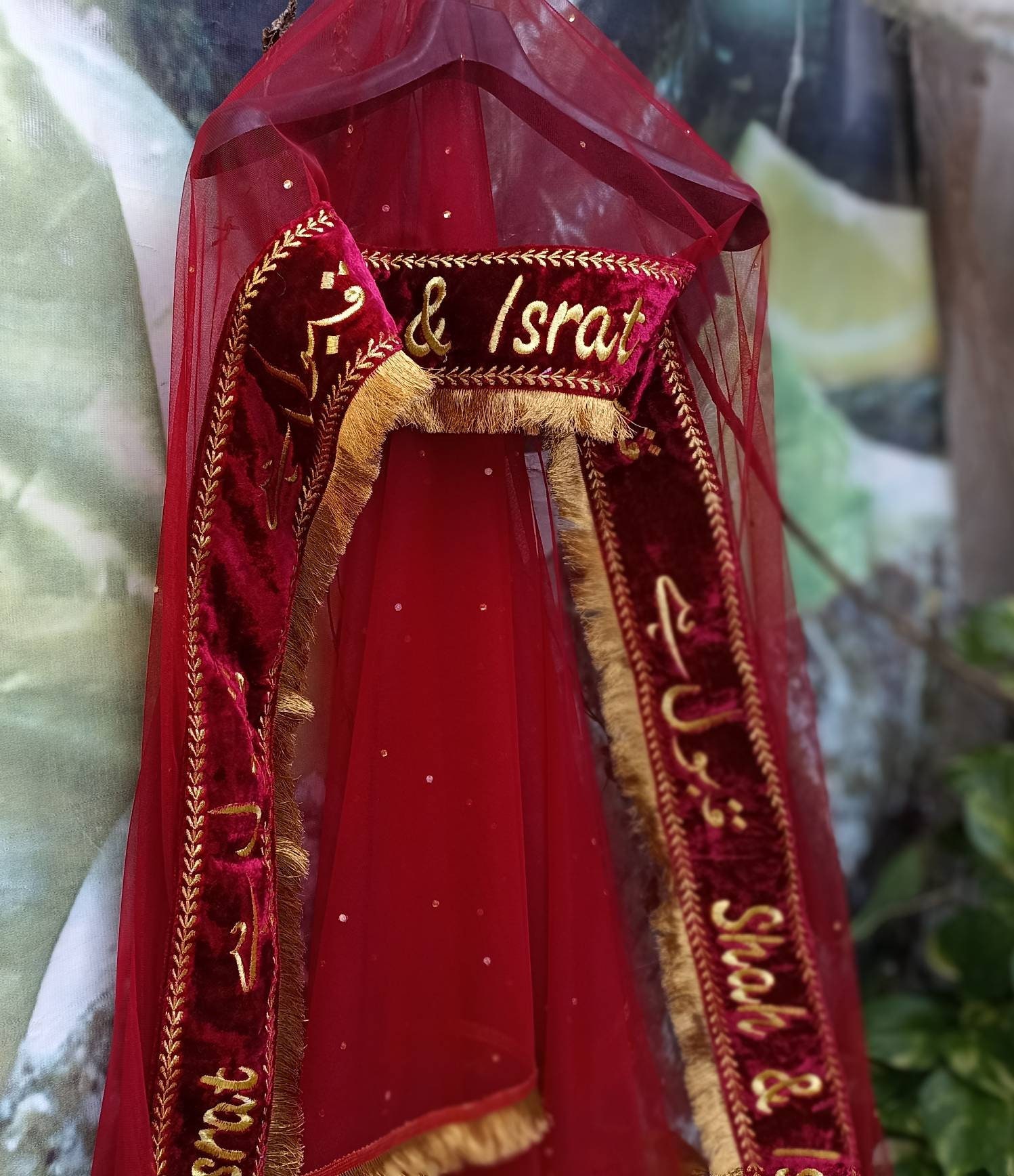 White Nikkah Net Dupatta: Qubool Hai Wedding Veil - Personalized
