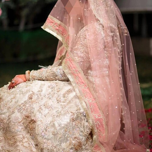 Zari Writing Nikah Dupatta Qubool Hai Veil Scarf Bridal Etsy