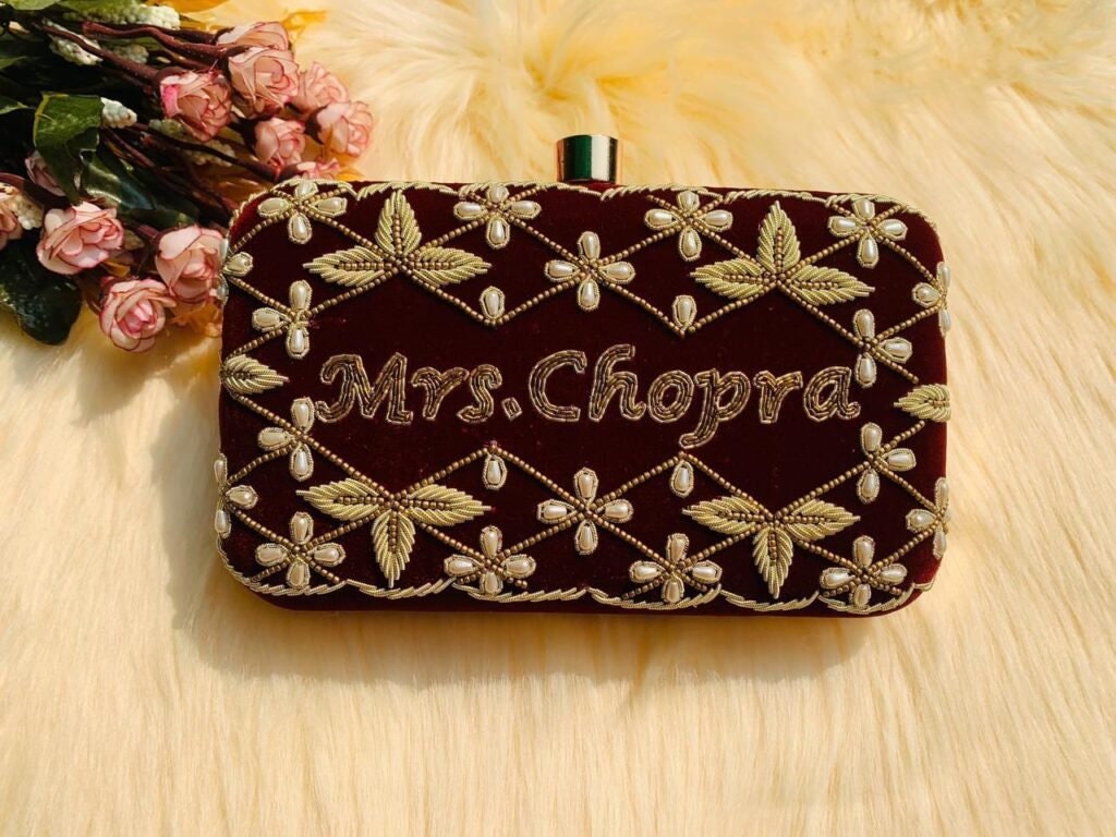 Fancy partywear handwork clutch bridal bag dulhan purse