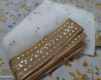 White and gold Dupatta, heavy border dupatta, stole/ wrap, panjabi dupatta, can be customize in Color