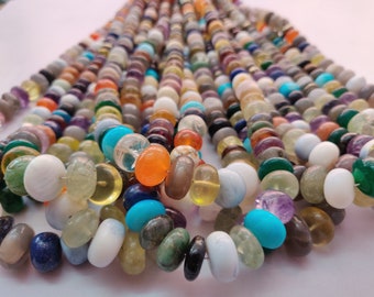 Mix Color Stone Machine Cut Faceted Necklace Multi Stone Faceted Rondelle Shape Beads Necklace with Silver Lock Multi Color Stone Necklace