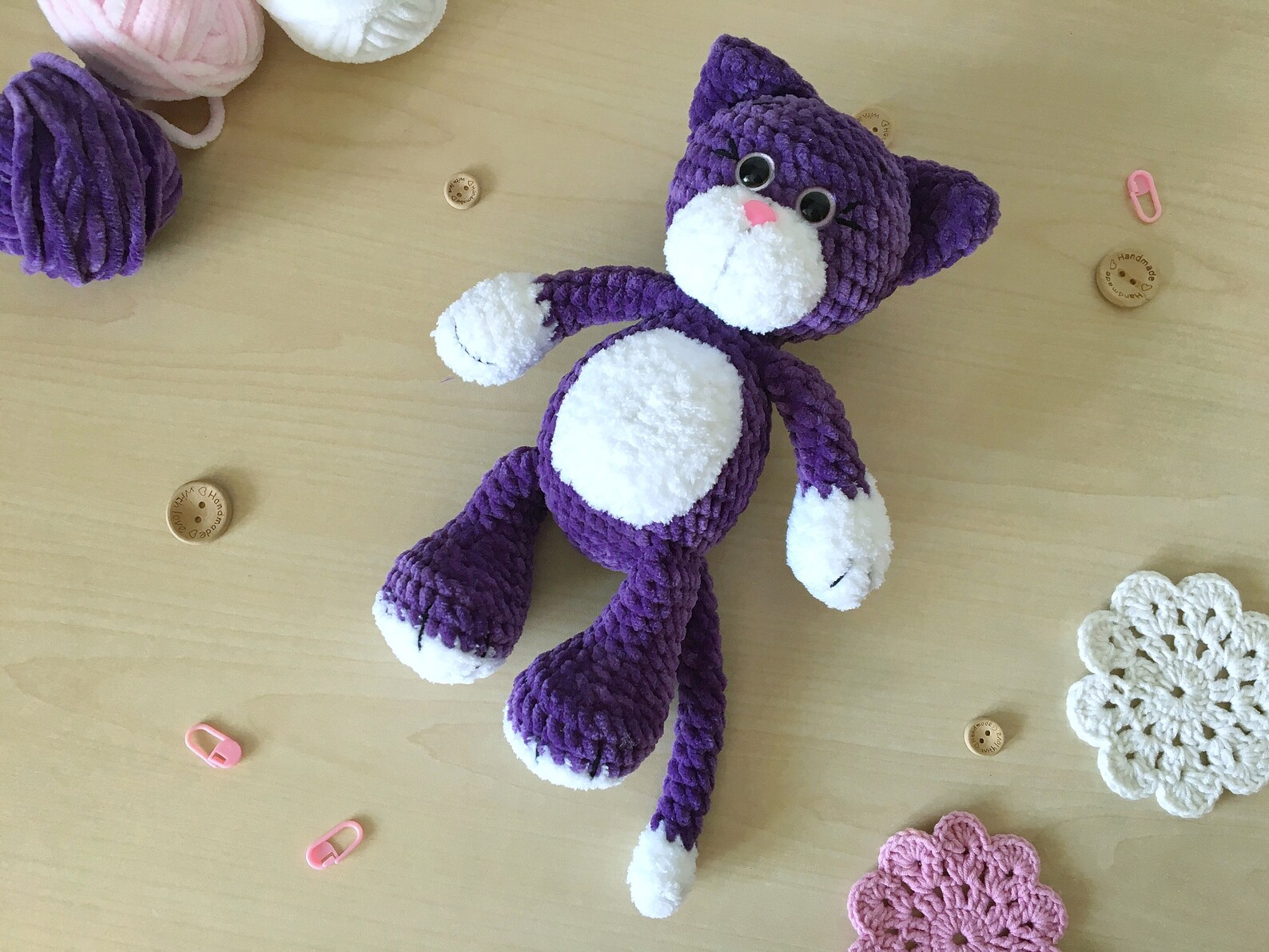 Purple cat plush Stuffed animal kitty Baby and toddlers Etsy