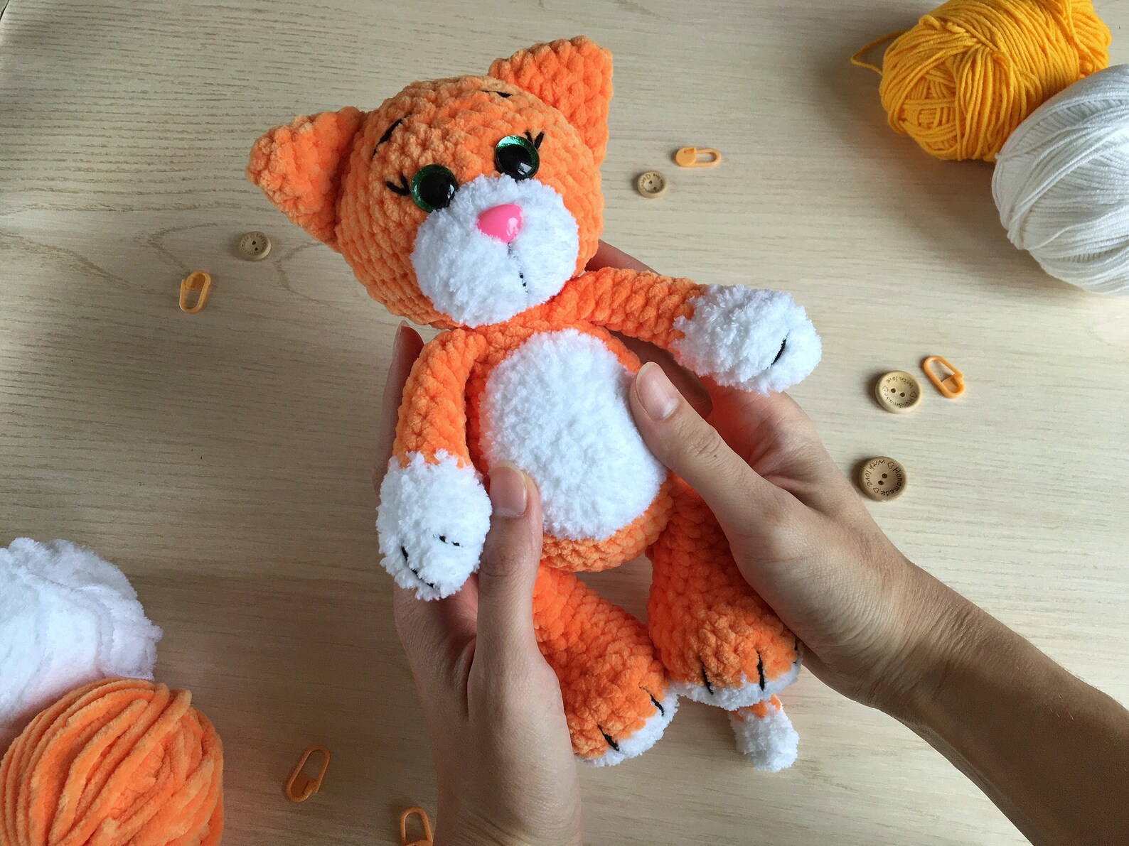 Orange cat plush Stuffed cat toy Crochet stuffed animals Etsy
