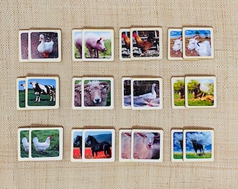 Houten dierengeheugenspel, Montessori-thuisspeelgoed