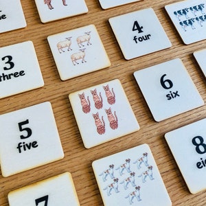 Juego de juguetes de aprendizaje de matemáticas Montessori del 1 al 10, juguetes de madera para combinar, tarjetas de combinación, juguetes educativos, juego de matemáticas, actividad para niños, escuela en casa.