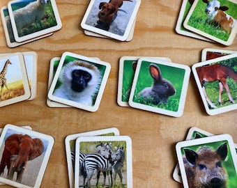 Memoryspel houten dieren, montessori-thuisspeelgoed