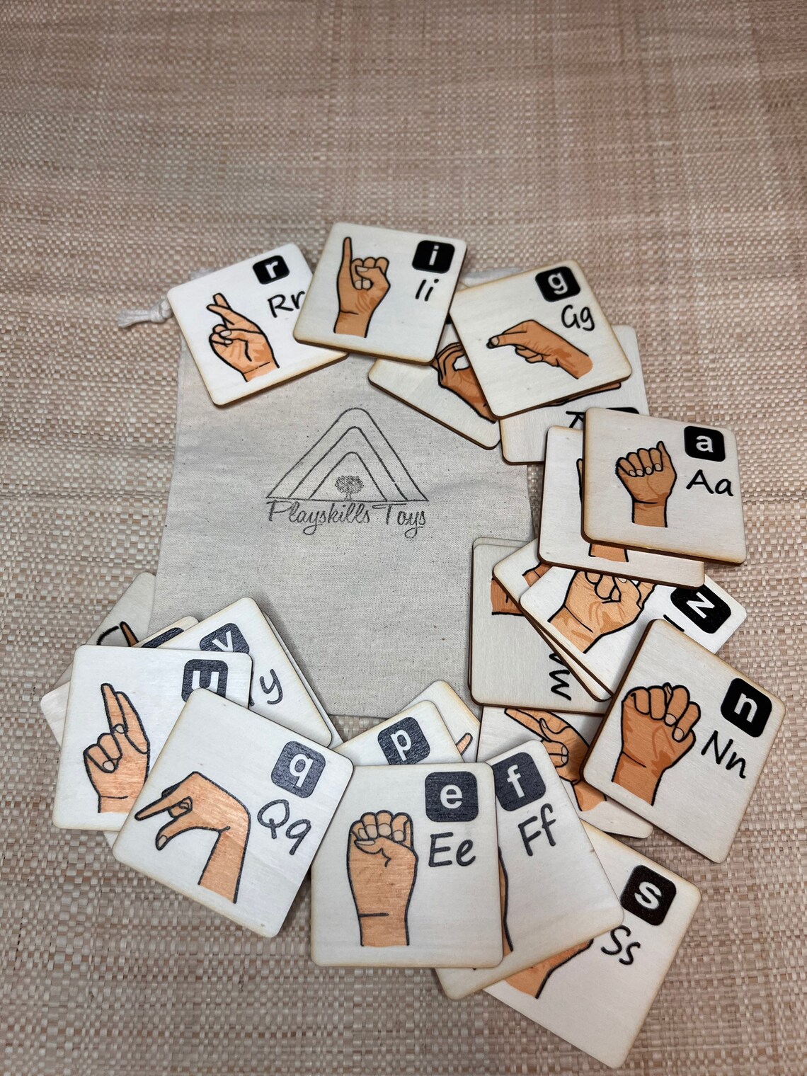 Wooden ASL Sign Language Alphabet and Set Based in Montessori Etsy