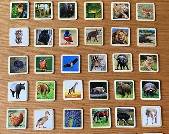 Wooden Animal Flash Cards – Montessori Learning Toy, Set of 30
