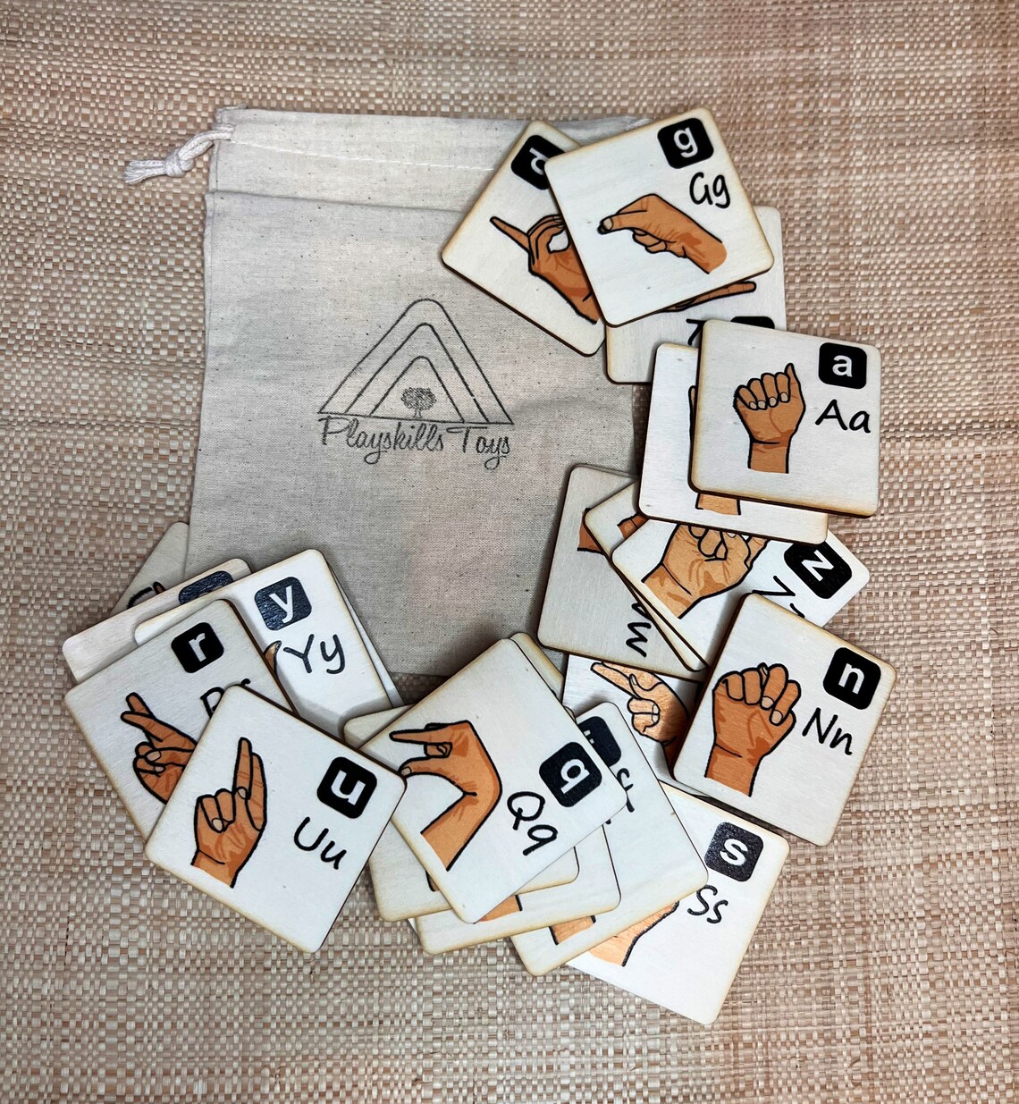 Wooden ASL Sign Language Alphabet and Set Based in Montessori Etsy