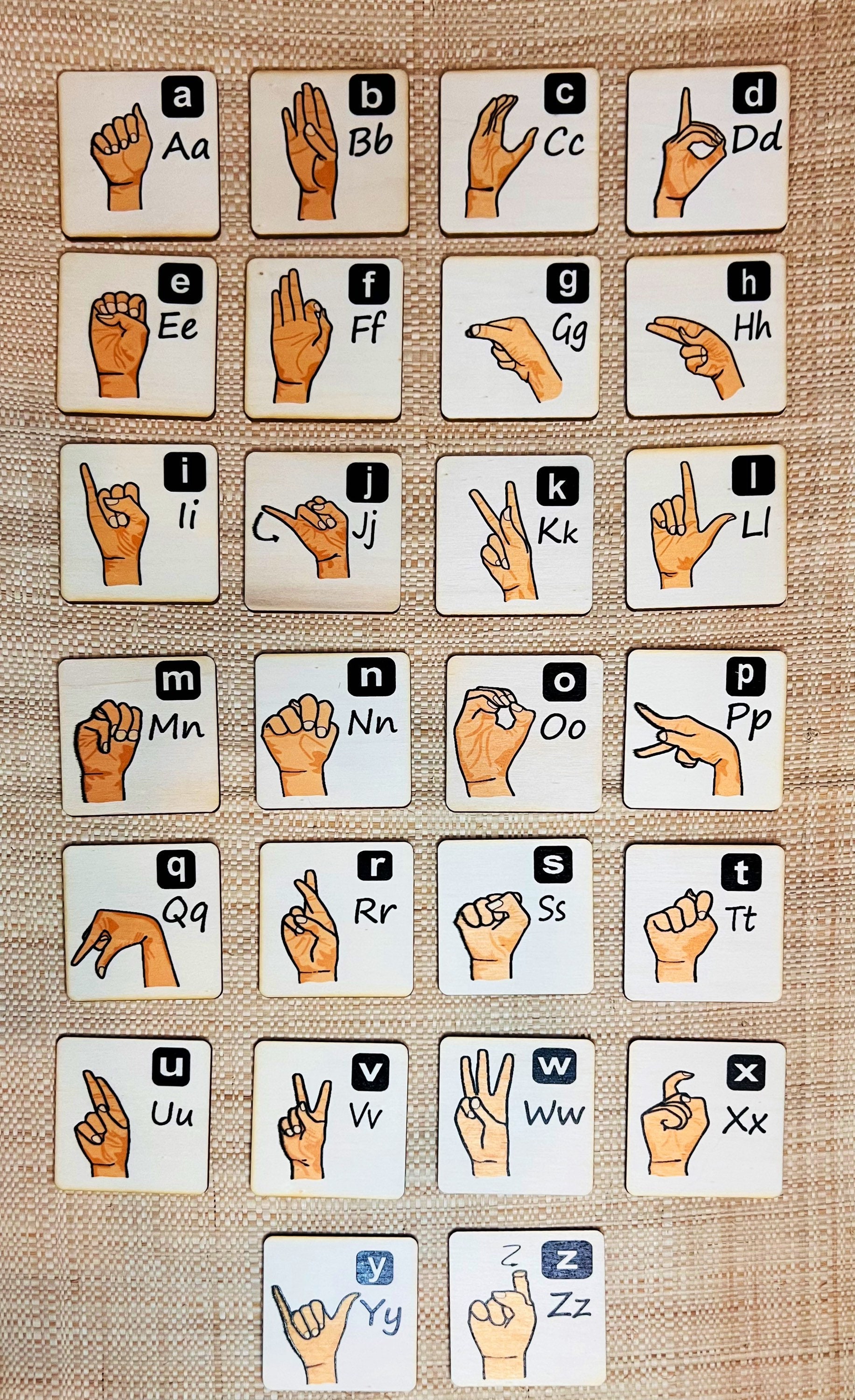 Wooden ASL Sign Language Alphabet and Set Based in Montessori Etsy