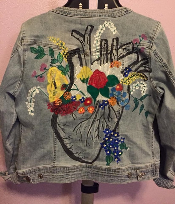 fabric paint on denim jacket