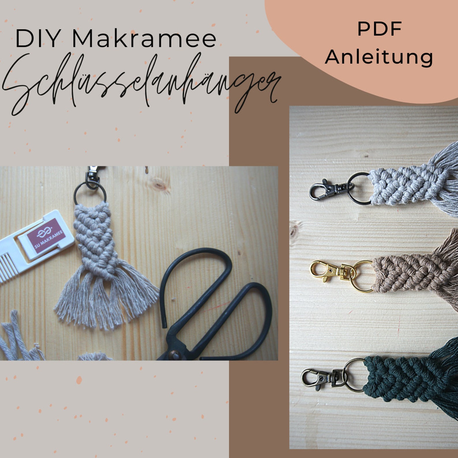 Makramee Schlüsselanhänger Anleitung PDF DIY Makramee lernen - Etsy.de