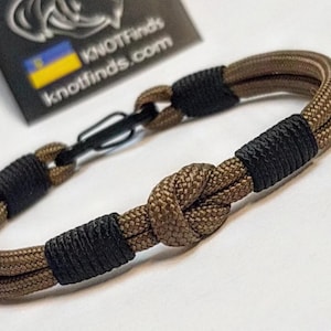 Thin military bracelet &quot;EARTH&quot; made of paracord and carbine for men. Army style.