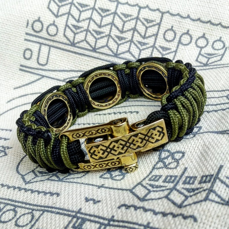 Viking bracelet Scandinavian jewelry gift for him paracord bracelet parachute cord viking cuff biker bangle