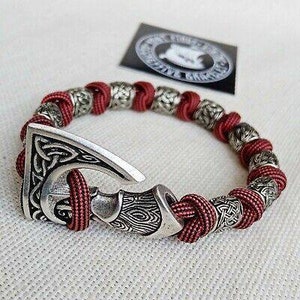Bloody strip nordic bangle. Mens accessory. Viking jewelry. Paracord bracelet. 