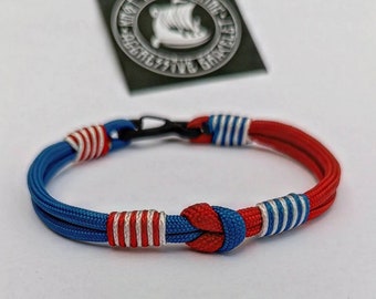 USA Flag Paracord Bracelet – Red White Blue Celtic Knot Bracelet, Mens Rope Bracelet, Minimalist Patriotic Gift
