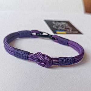 Purple Paracord Bracelet: Handmade Woven Bangle, Beach Surfer Style image 5