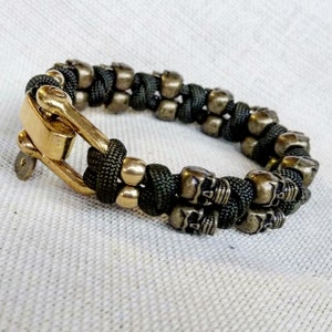 Viking skull bracelet / Scandinavian jewelry / gift for him / paracord bracelet / parachute cord / viking cuff / biker bangle