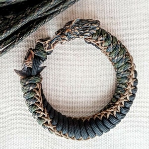 Handmade Paracord Bracelet: Wolf & Spartan Beads, Biker Style