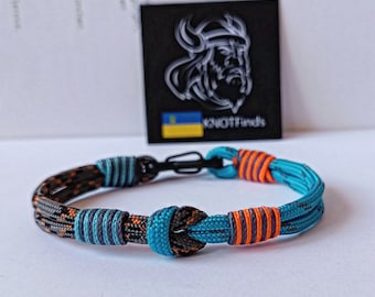 Celtic Knot Eagle Brass Braided Paracord Bracelet, Blue / 22 cm
