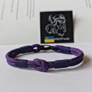 Purple Paracord Bracelet: Handmade Woven Bangle, Beach Surfer Style image 6