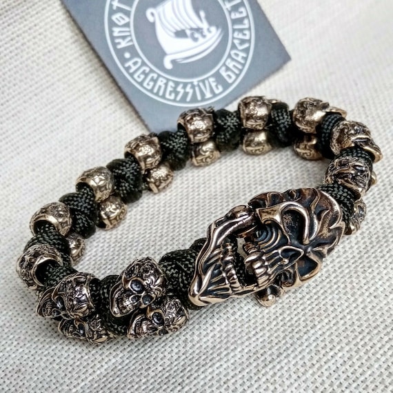 Bracelet Paracorde Rouge Et Noir, Motif Crâne Et Colonne Vertébrale, 550 Lbs