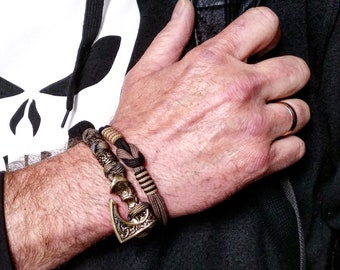 Handmade Viking Paracord Bracelet: Celtic Knot Brass Beadwork