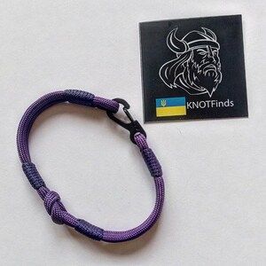 Purple Paracord Bracelet: Handmade Woven Bangle, Beach Surfer Style image 7