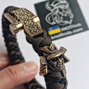 Handmade Paracord Bracelet: Viking Biker Style with Brass Detail