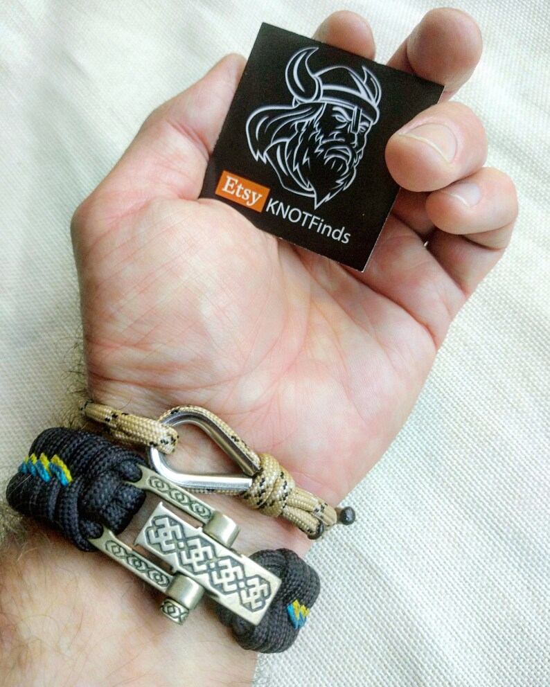 Desert camo thin bracelet made of paracord and Celtic knots. Etsy