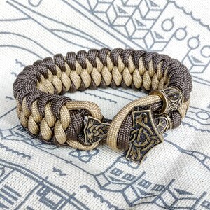 Viking bracelet / Thor&#39;s Hammer / Scandinavian jewelry / gift for him / paracord bracelet / parachute cord / viking cuff / biker bangle