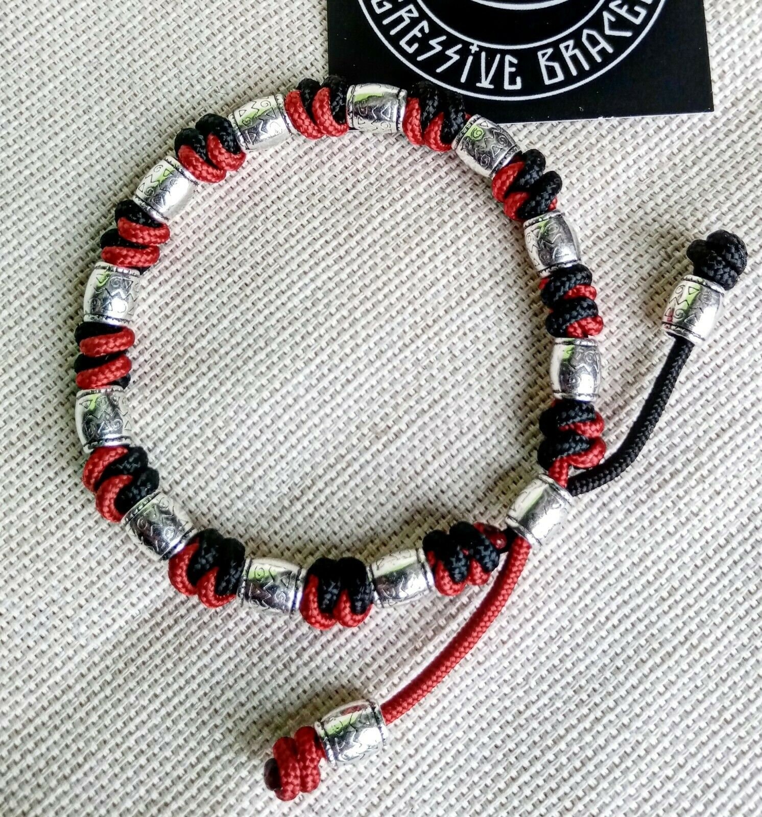 Paracord Bracelet With Steel Beads. Celtic Knot. Thin Etsy