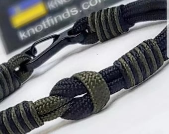 Pulseira de paracord para operador de campo – Corda de sobrevivência com mosquetão de aço preto oliva