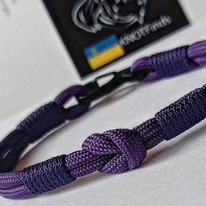 Purple Paracord Bracelet: Handmade Woven Bangle, Beach Surfer Style image 1
