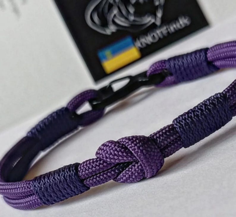 Purple Paracord Bracelet: Handmade Woven Bangle, Beach Surfer Style image 1