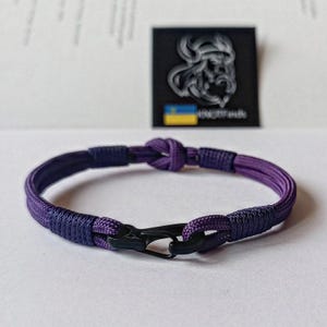 Purple Paracord Bracelet: Handmade Woven Bangle, Beach Surfer Style image 3