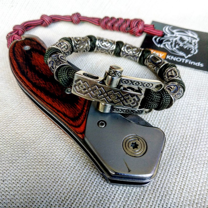 Runic Paracord Bracelet viking. Nordic Bracelet Etsy