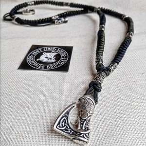 Scandinavian necklace. Ax viking pendant . Mjolnir necklace. Celtic knot.