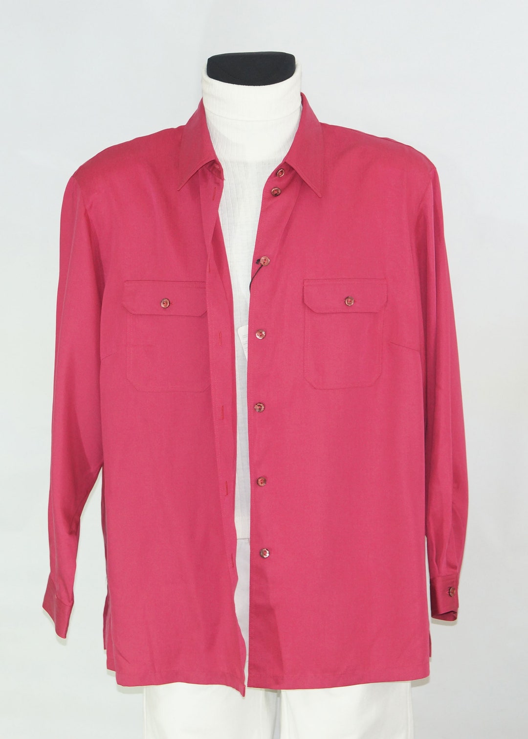 Pure Lyocell Pink Women's Shirt Relaxed Fit Long Sleeve Etsy