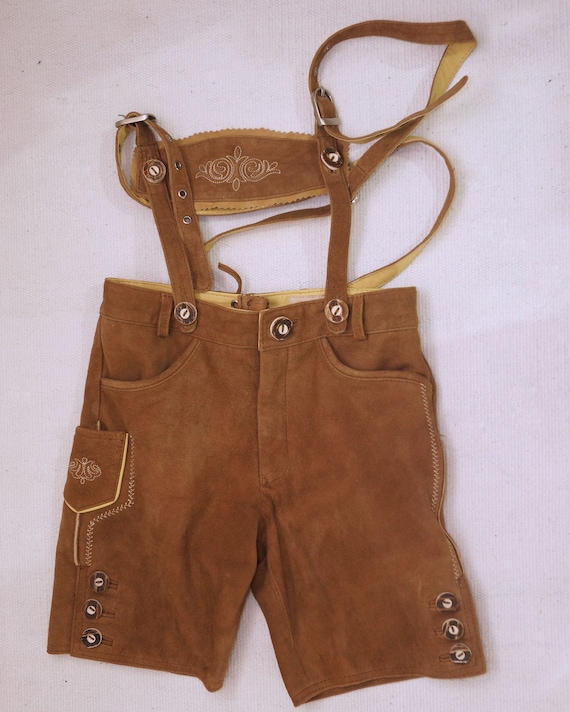 Vintage child Brown Suede Leather Genuine Shorts